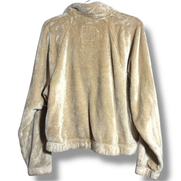 Hollister Super Soft Large Cozy Tan Faux Fur Quarter-Zip Pullover Fleece - Picture 5 of 15